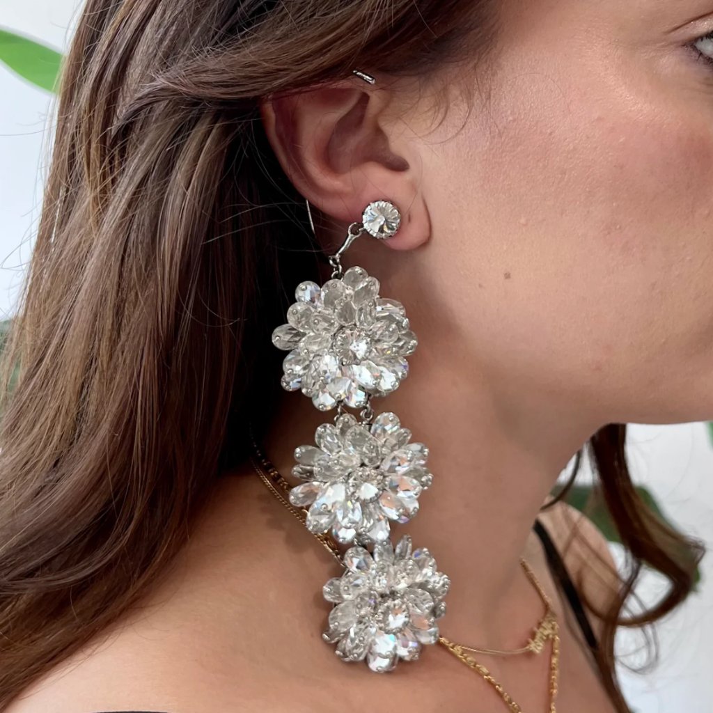 Tom Ford Oversized Crystal Flower Drop Clip Earrings 1900$
